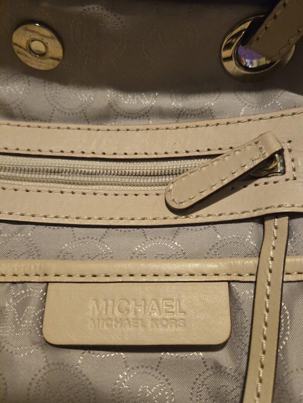 Michael Kors Purple Pebbled Leather Tote Bag Shoulder Purse MK Charm Large - Picture 9 of 11